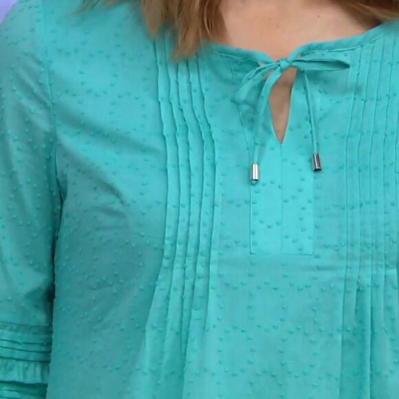 Isaac Mizrahi Live! Swiss Dot Ruffle Sleeves Blouse - Picture 3 of 6